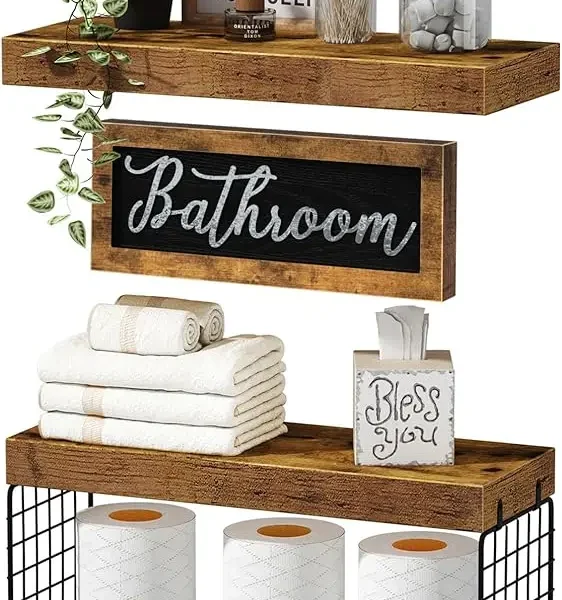 Bathroom Shelves Over Toilet - Paper Storage, Sign, Shelf