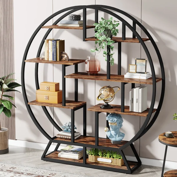 63-Inch Industrial Wood Book Shelf