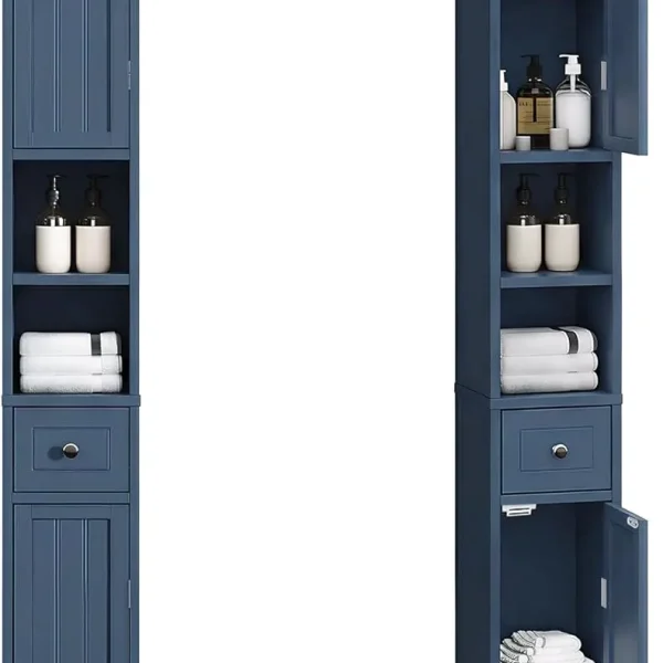 Narrow Bathroom Storage Cabinet With Adjustable Shelves, Tall Storage Cabinet With 2 Doors And 1 Drawer, Freestanding C